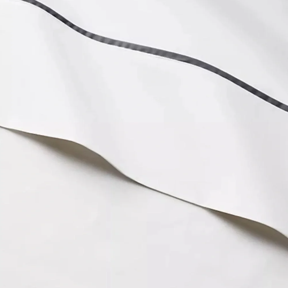 $200 NEW RALPH LAUREN KING FLAT SHEET ORGANIC PALMER PERCALE LOFT GRAY PIPING